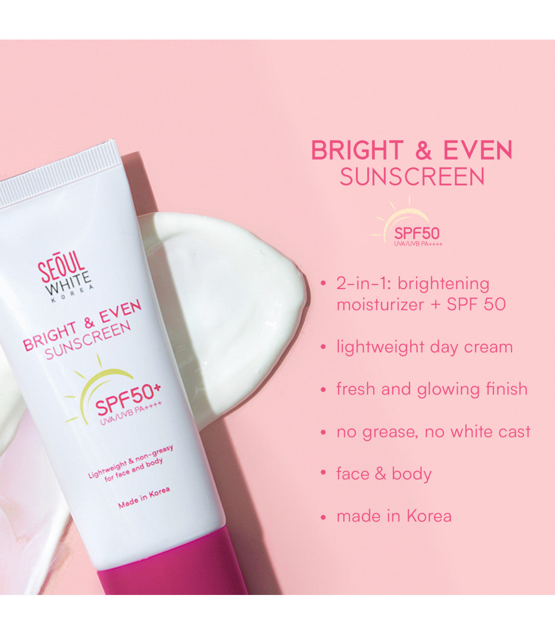 Seoul White Korea Bright & Even Sunscreen (SPF50+ UVA/UVB PA++++) 30g