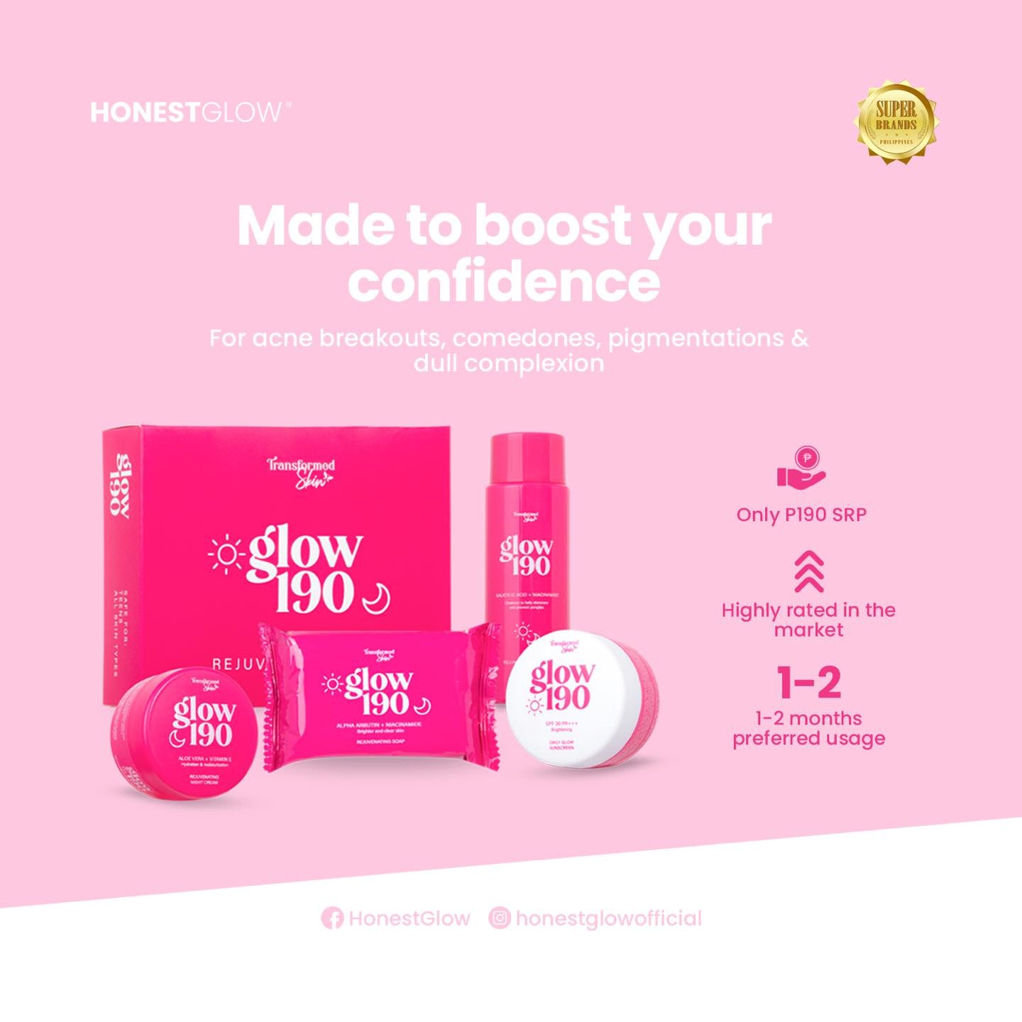 Transformed Skin Glow 190 Rejuvenating Kit by Honest Glow