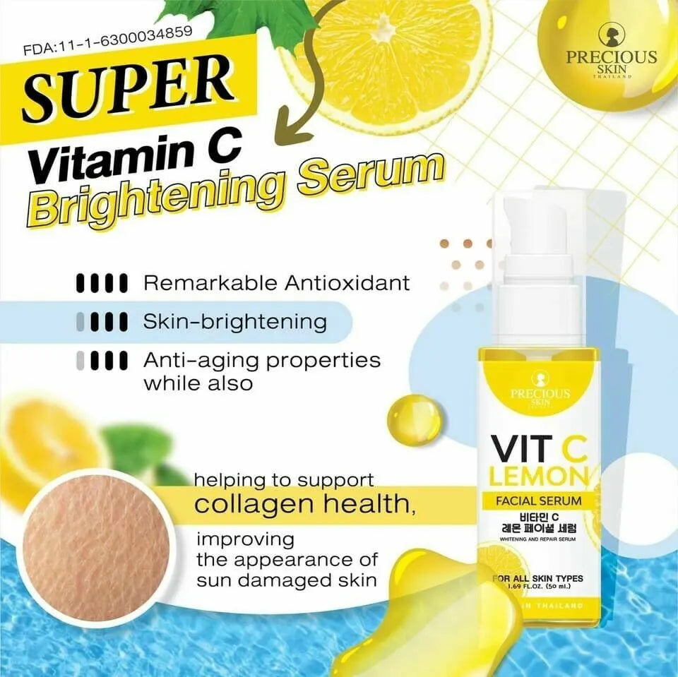 Vitamin C Lemon Facial Serum (Whitening and Repair) by Precious Skin Thailand 50mL