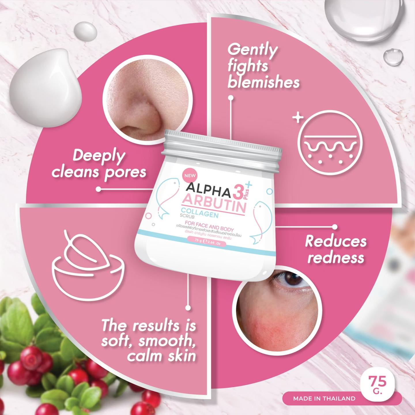 Alpha Arbutin 3 Plus Collagen Scrub by Precious Skin Thailand 75g