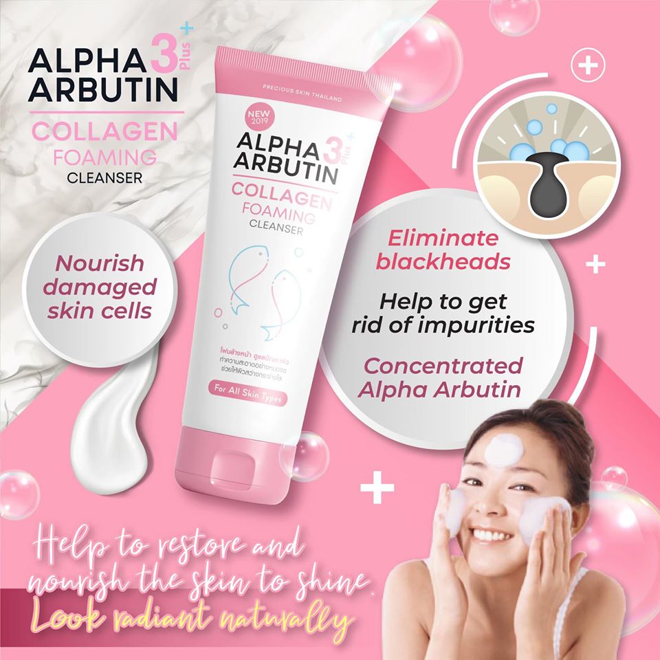 Alpha Arbutin 3+ Collagen Foaming Cleanser by Precious Skin 120mL