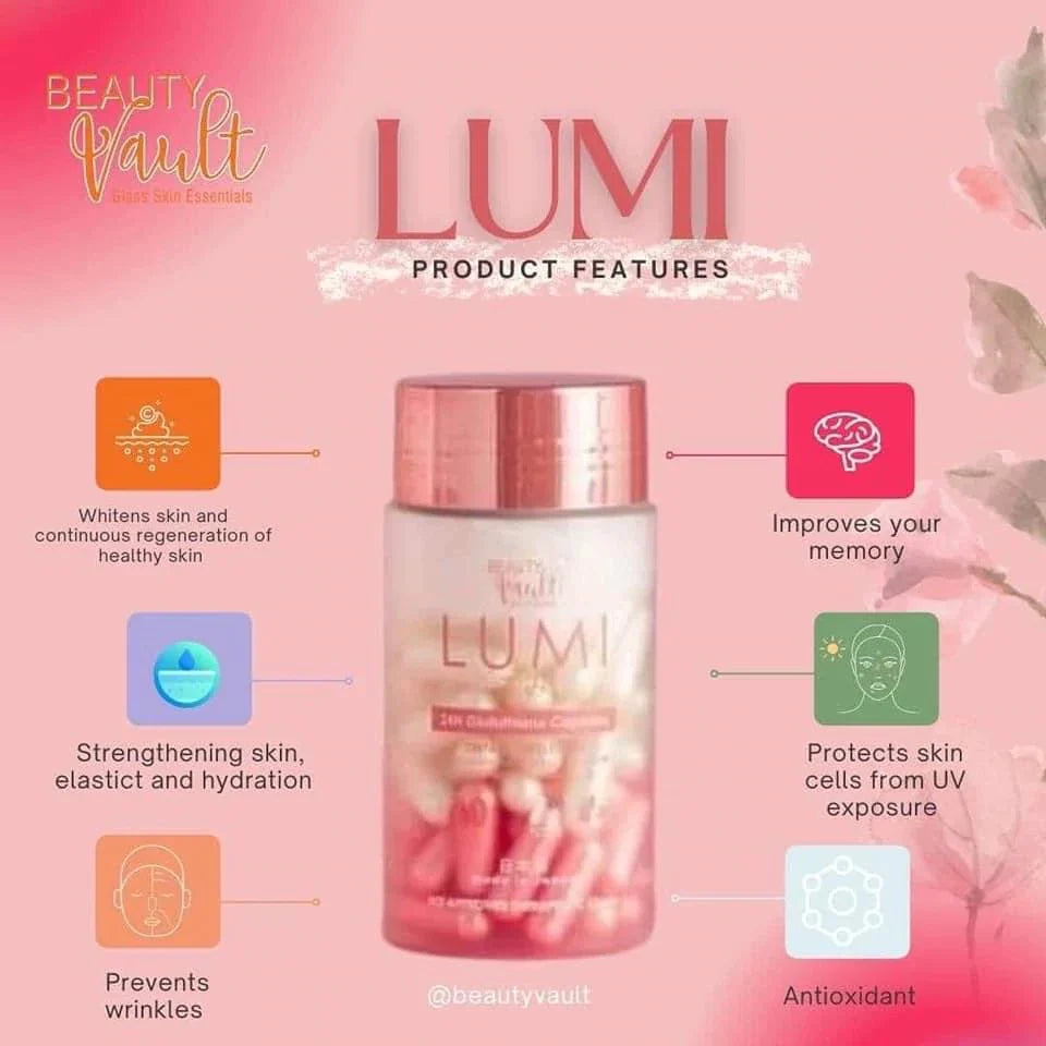 Beauty Vault Lumi Glutathione, Collagen & Vitamin C - 60 Capsules