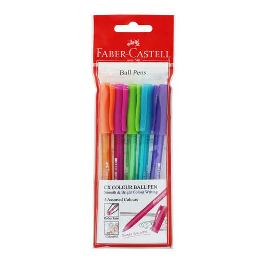 Faber-Castell CX Colour Kugelschreiber Ball Pen - 5 Colours/Pack