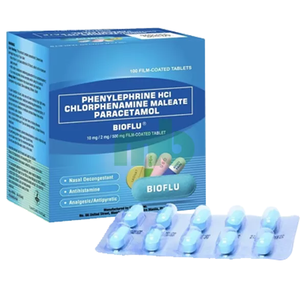 Bioflu (Phenylephrine HCI + Chlorphenamine Maleate + Paracetamol) - 10 Tablets