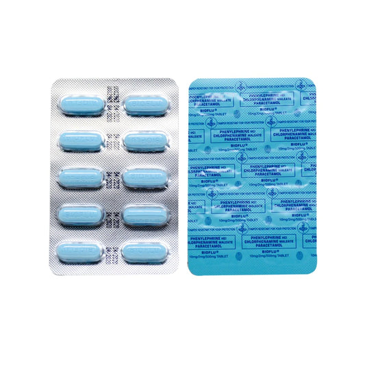 Bioflu (Phenylephrine HCI + Chlorphenamine Maleate + Paracetamol) - 10 Tablets