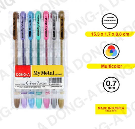 Dong-A My Metal Metallic Gel Pen 7 Colour Sets