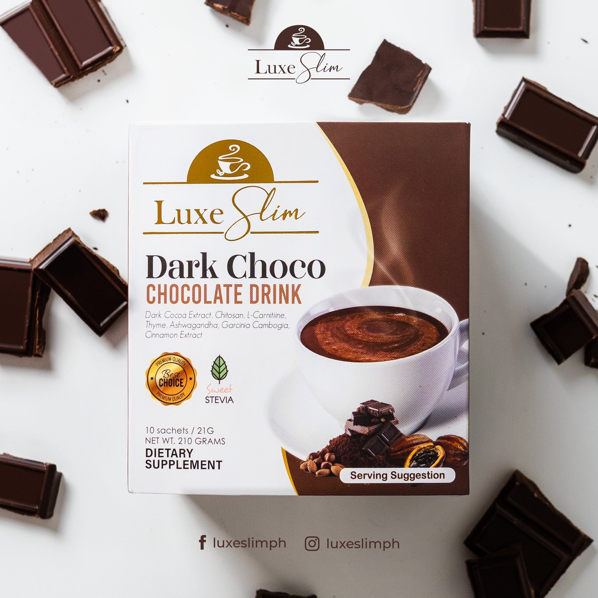 LUXE SLIM Chocolate Drink (Dark Choco) - 10 sachets
