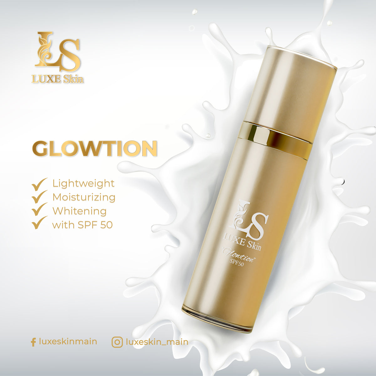 Luxe Skin - Luxe Glowtion Shimmer Whitening Lotion with SPF 50 - REFIL – My  Care Kits