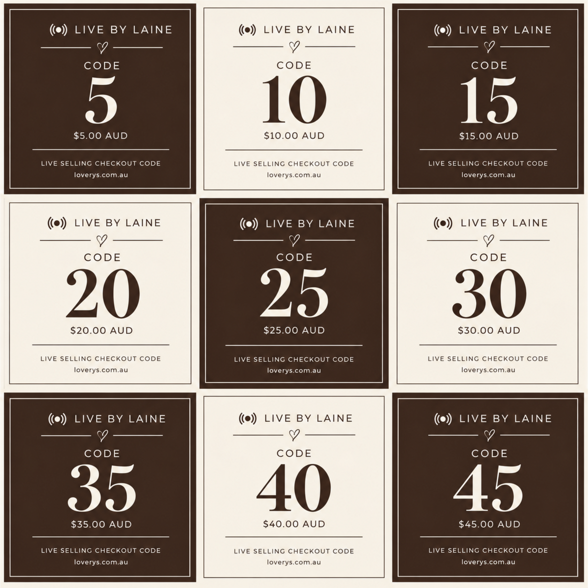 LIVE BY LAINE Checkout | Choose Your Codes