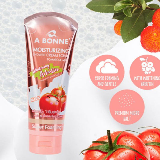 A Bonne Moisturising Shower Cream Scrub (Tomato & Milk, Whitening Arbutin) 350g