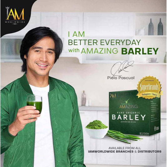 AMAZING Pure Organic Barley Powdered Drink Mix by IAM WORLDWIDE - 10 Sachets