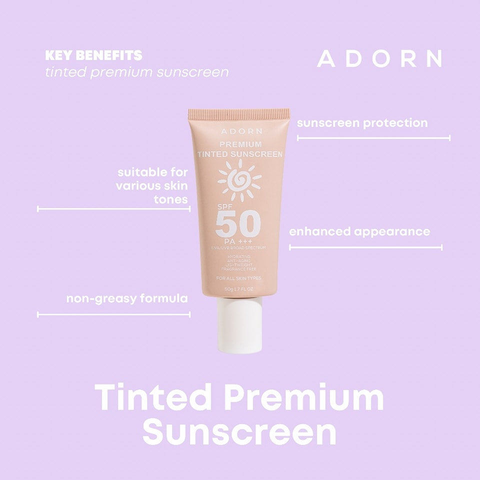 Adorn Premium Tinted Sunscreen SPF50 PA+++ 50g