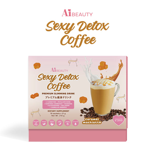 AiBeauty Sexy Detox Coffee Caramel Macchiato Premium Slimming Drink (Collagen, Glutathione, Pysllium Husk) Net Wt. 210g