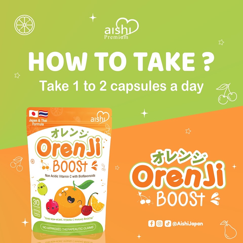 Aishi Orenji Boost (Non Acidic Vitamin C) 30 Capsules