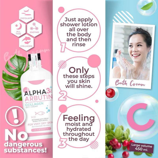 Alpha Arbutin 3+ Plus Collagen Bath Cream by Precious Skin Thailand 350ml