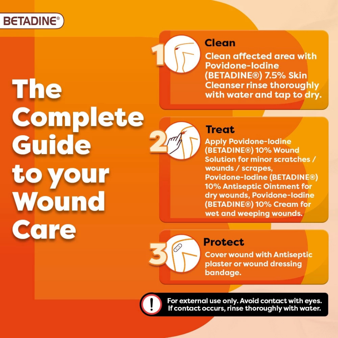 BETADINE Povidone Iodine Antiseptic (10% Wound Solution) 120ml