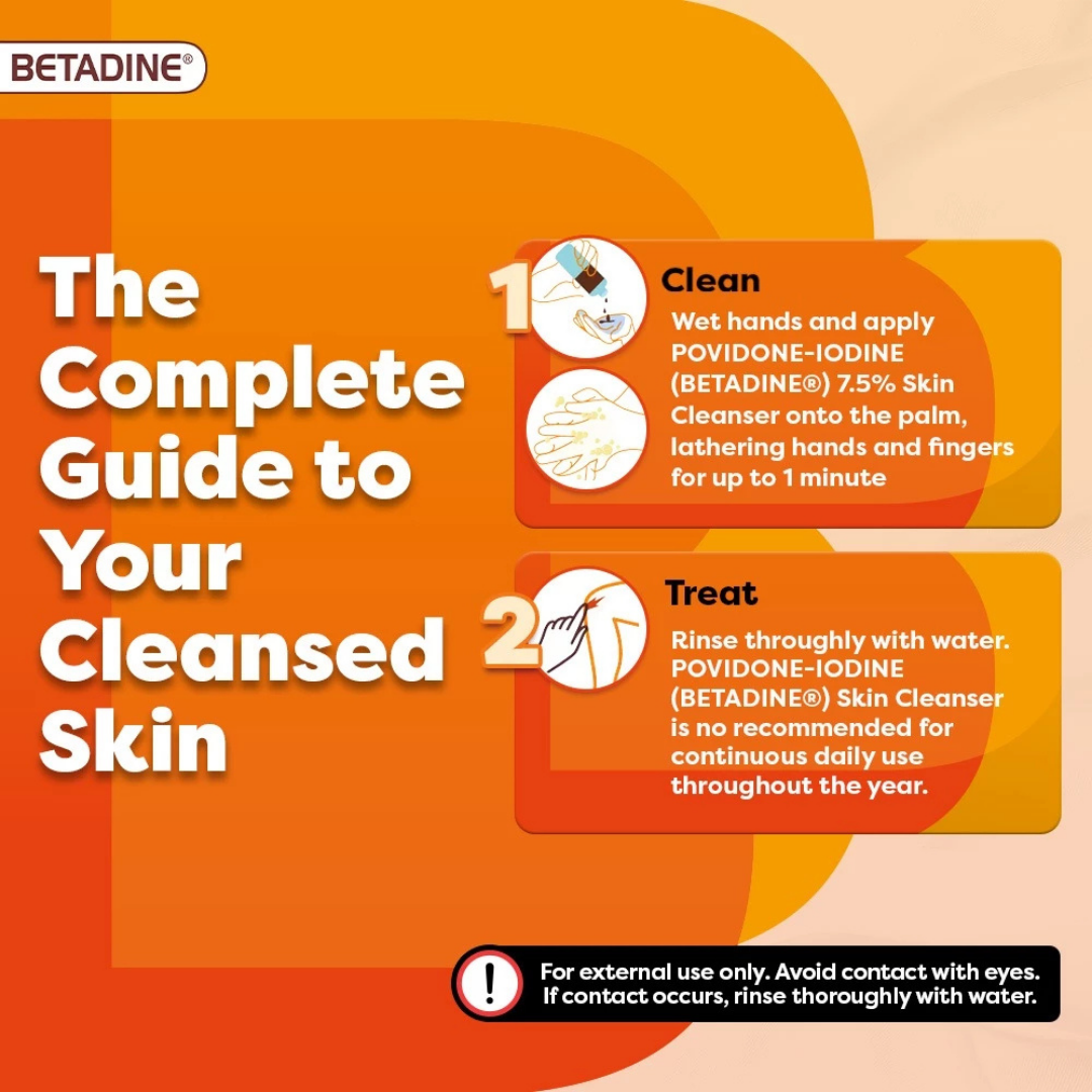 BETADINE Povidone Iodine Skin Cleanser (7.5% Solution Antiseptic) 120ml