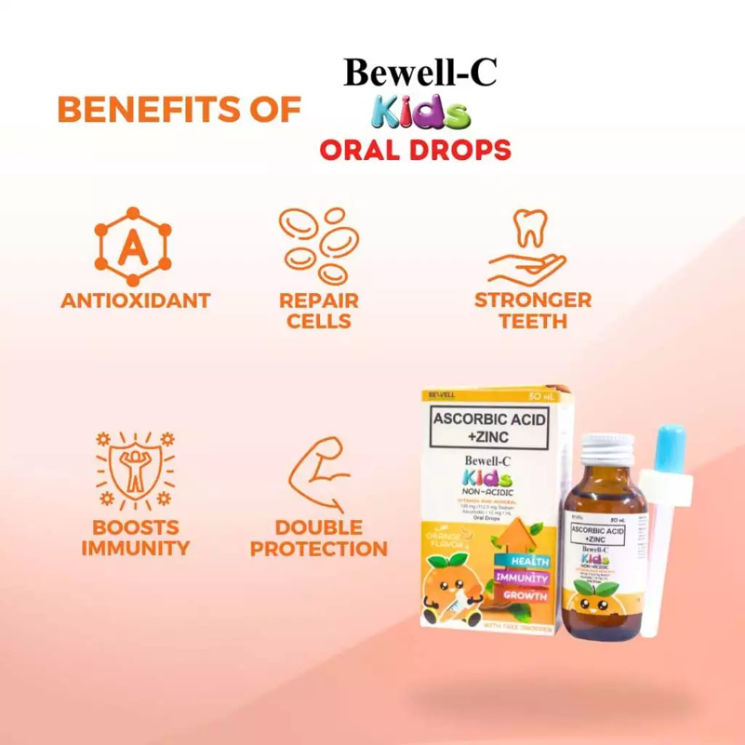 BEWELL Oral Drops (Ascorbic Acid + Zinc Vitamin and Mineral) 30ml