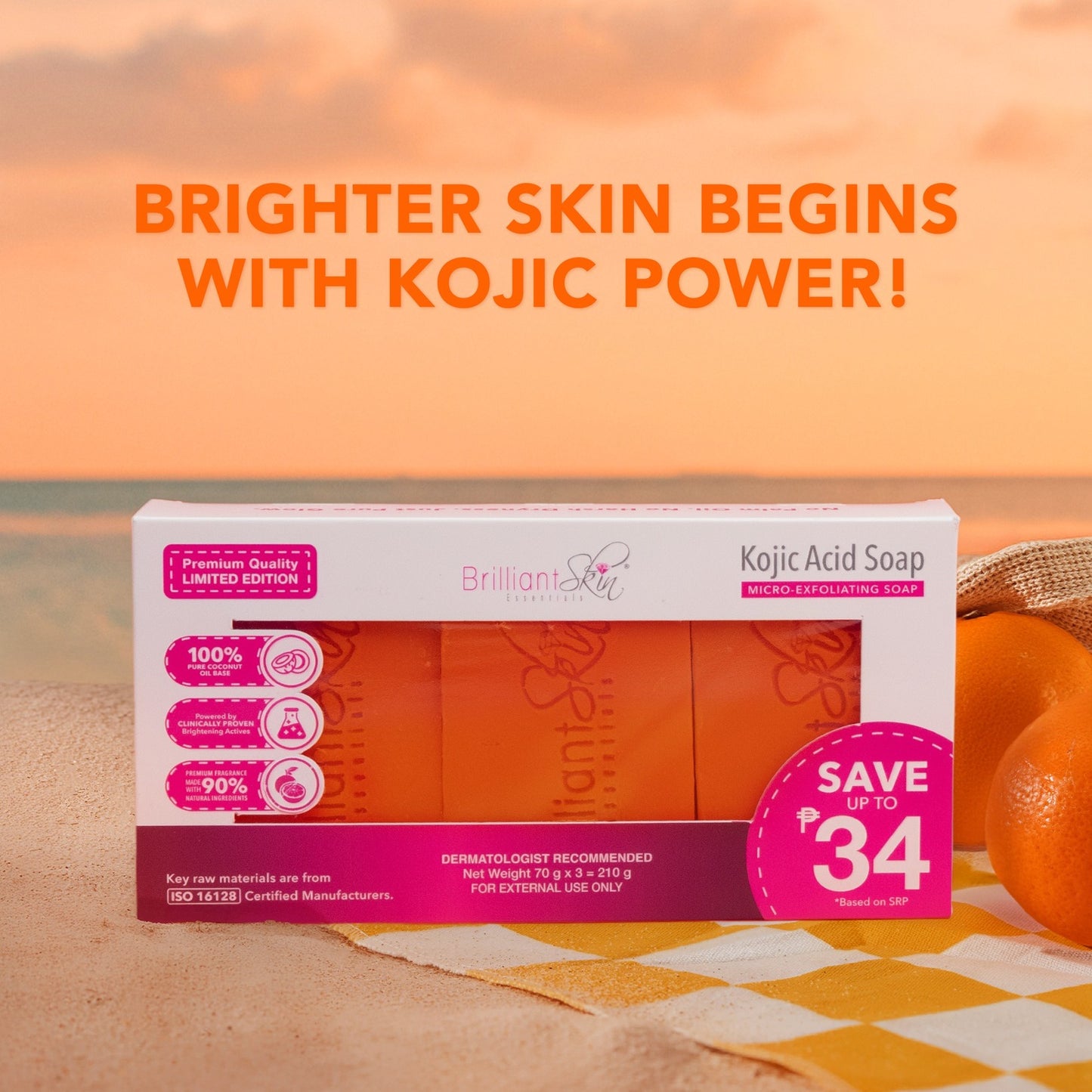 BRILLIANT SKIN Kojic Acid Bar Soap | Choose Variant