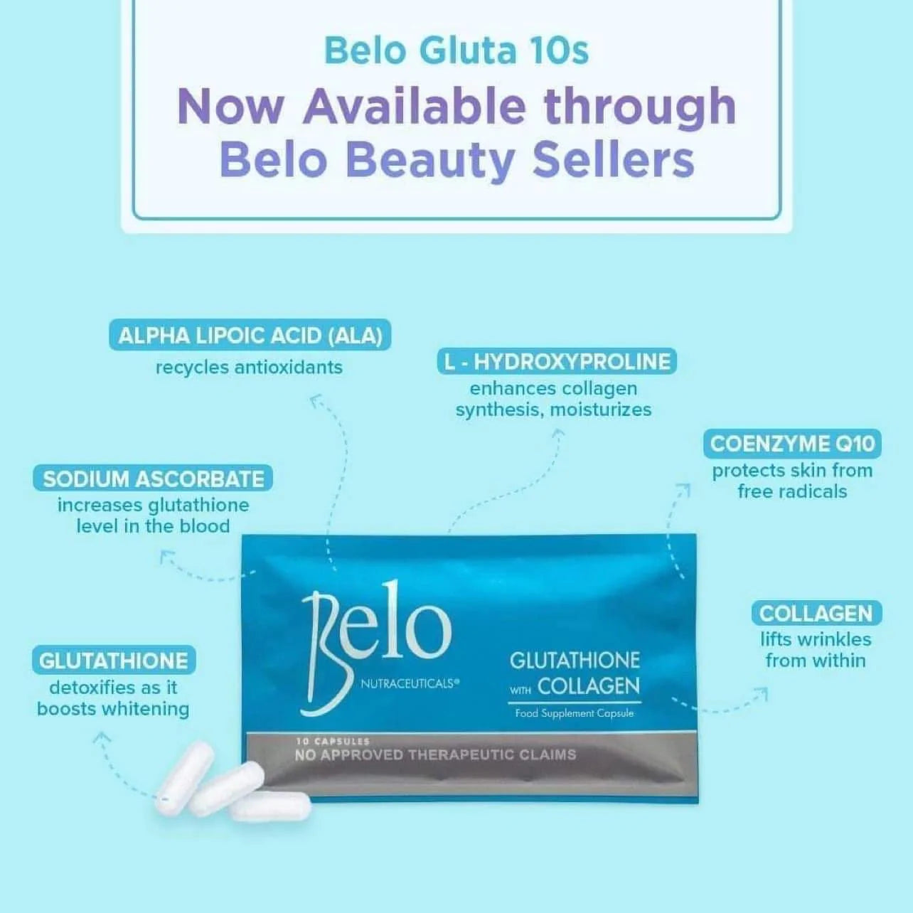 Belo Nutraceuticals Glutathione with Collagen 30 capsules