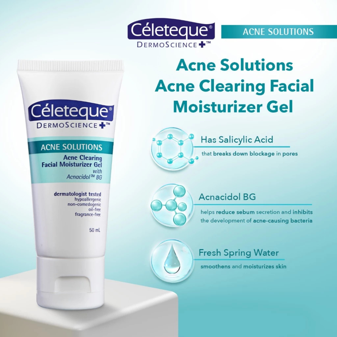 CELETEQUE DermoScience Acne Clearing Facial Moisturizer Gel (Acne Solutions) 50ml