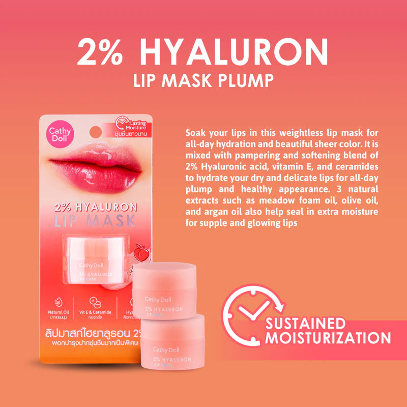 Cathy Doll 2% Hyaluron Lip Mask (Peach) 4.5g