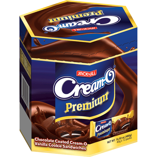 Cream O Premium Chocolate Coated Vanilla Cookie Sandwiches - 12 Pieces Pack