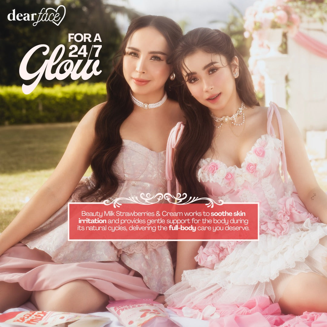 DEAR FACE Beauty Milk Glutathione + Collagen Drink (Strawberries & Cream) 10 Sachets