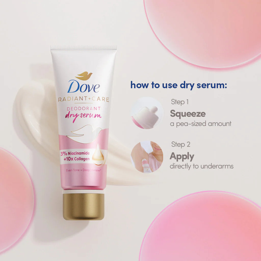 Dove Radiant + Care Deodorant Dry Serum (3% Niacinamide + 10x Collagen) 40mL