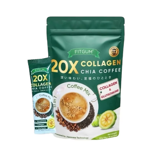 FITGUM 20X Collagen Chia Coffee (11 in 1 Shape Coffee Mix) Net Weight: 120g