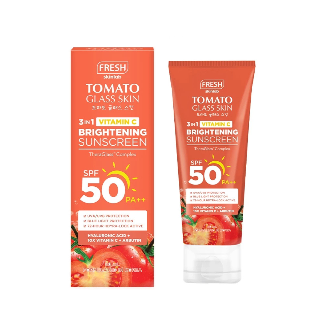 FRESH SKINLAB Tomato Glass Skin Brightening Sunscreen (3in1 Vitamin C, SPF50 PA++) 50ml