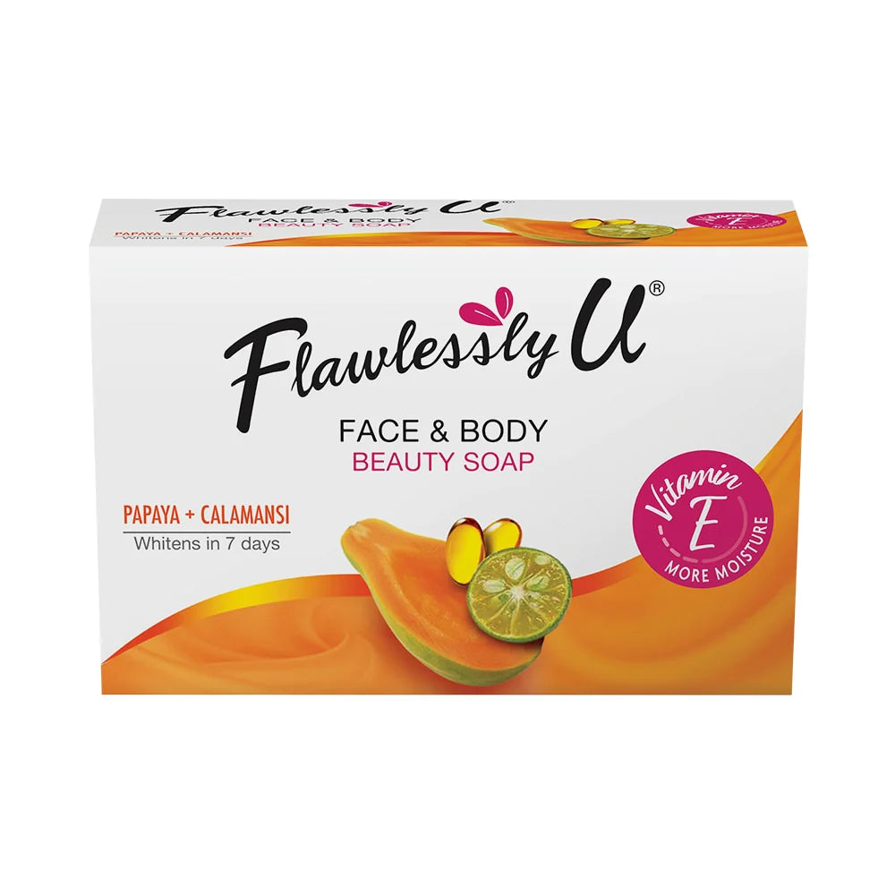 Flawlessly U Face and Body Whitening Beauty Soap (Papaya + Calamansi) 125g