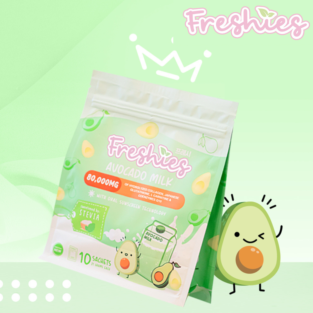 Freshies Avocado Milk Drink (Collage, Glutathione, L-Carnitine, Q10) 210g (10 Sachets) by Juju Glow