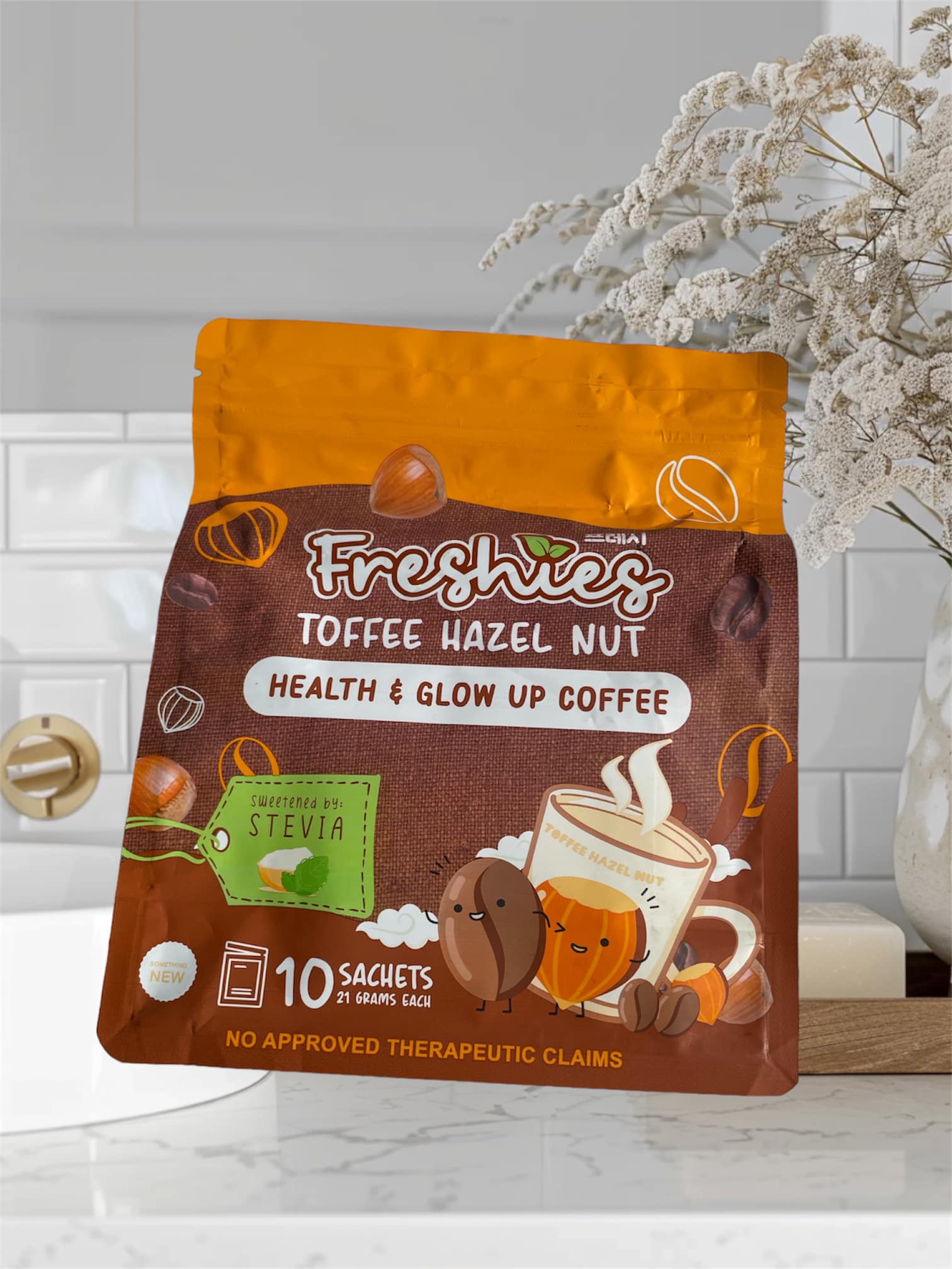 Freshies Toffee Hazel Nut Coffee Drink (Health &amp; Glow Up Coffee) by Juju Glow - Net Weight 210g