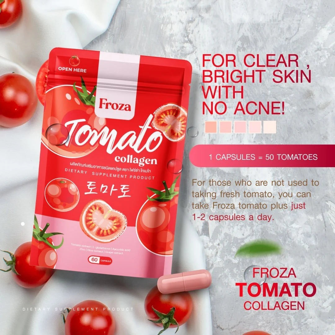 Froza Tomato Collagen (with Glutathione, Ascorbic Acid, Zinc) 60 Capsule