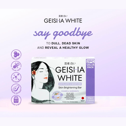 GEISHA WHITE Exfoliate & Moisture Skin Brightening Bar (Glow) | Choose Variant