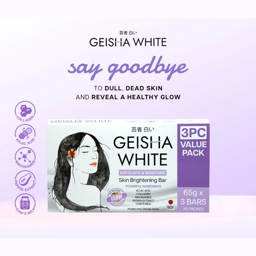 GEISHA WHITE Exfoliate & Moisture Skin Brightening Bar (Glow) | Choose Variant