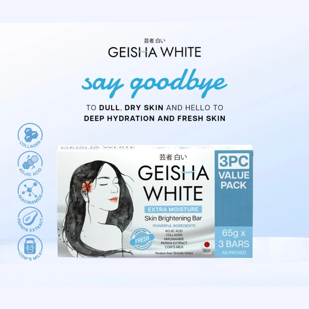 GEISHA WHITE Extra Moisture Skin Brightening Bar (Fresh) 3x65g