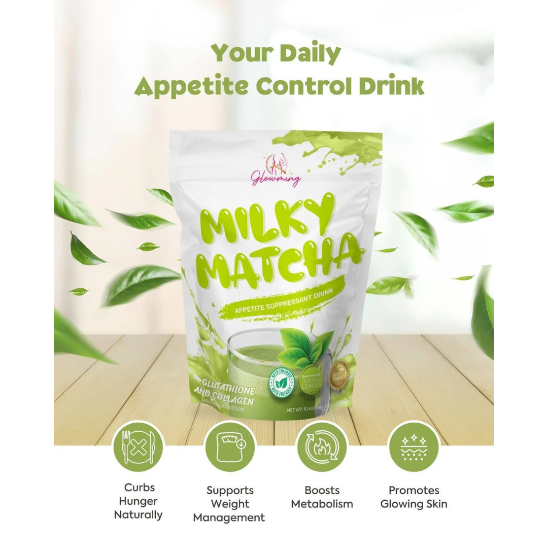 GLOWMING Glutathione & Collagen Drink (Milky Matcha) by CRIS COSMETICS - 10 Sachets