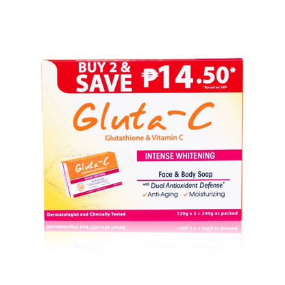 GLUTA-C Intense Whitening Face & Body Soap (Anti-Aging & Moisturizing) 2x120g