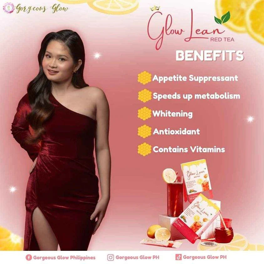 Glow Lean Red Tea w Vitamins, Collagen and Glutathione by Gorgeous Glow