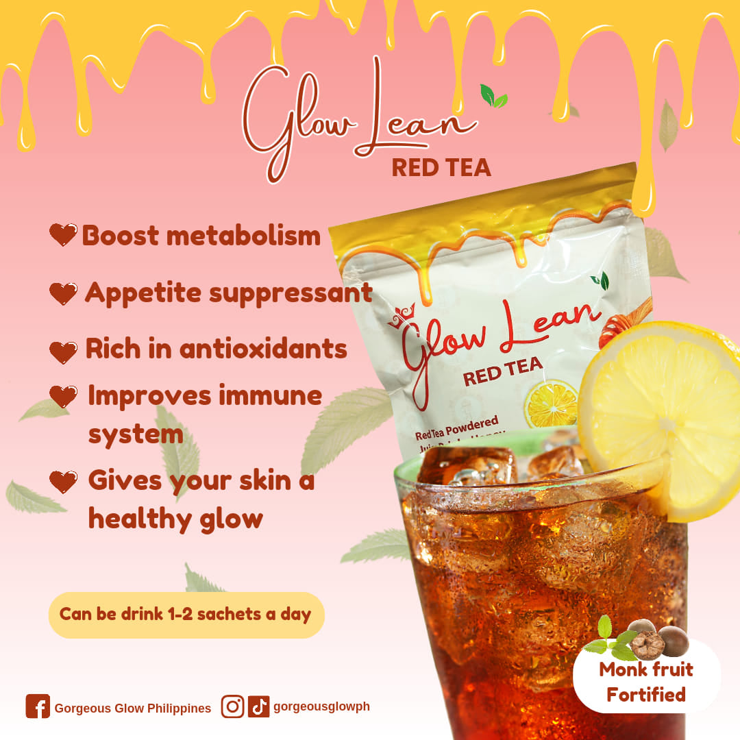 Glow Lean Red Tea w Vitamins, Collagen and Glutathione by Gorgeous Glow