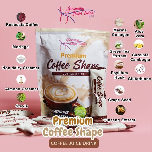 Glowming Shape Detox Premium Coffee Shape Drink (Glutathione & Collagen) by Cris Cosmetics - 10 Sachets