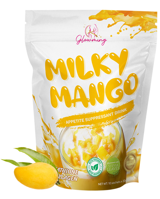 Glowming Shape Milky  Mango Appetite Suppressant Drink (Glutathione & Collagen) by Cris Cosmetics - 10 Sachets