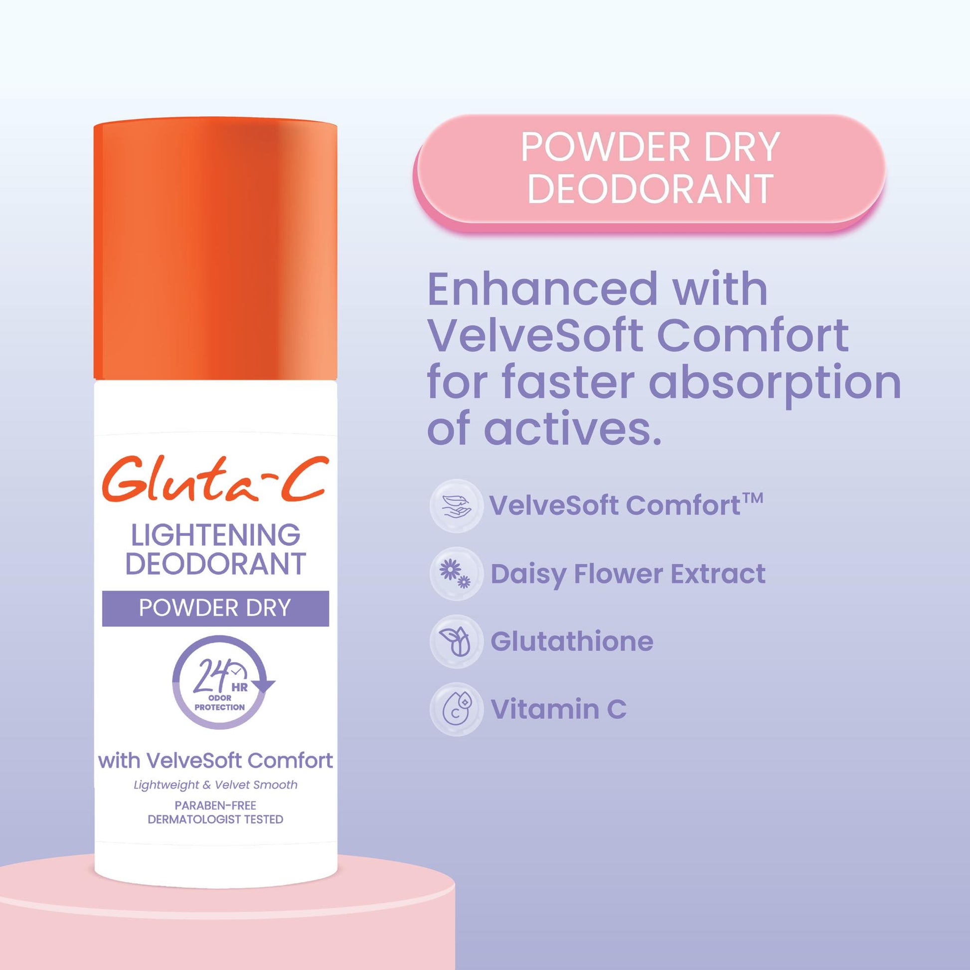 Gluta-C Lightening Deodorant with VelvetSoft Comfort (Powder Dry) Net Vol. 40ml