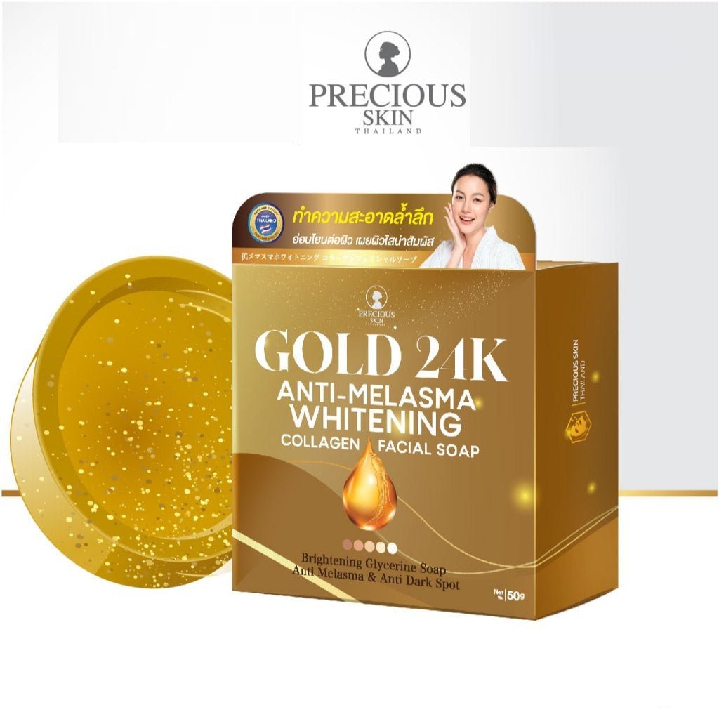 Gold 24k Anti-Melasma Whitening Collagen Facial Soap by Precious Skin Thailand 50g