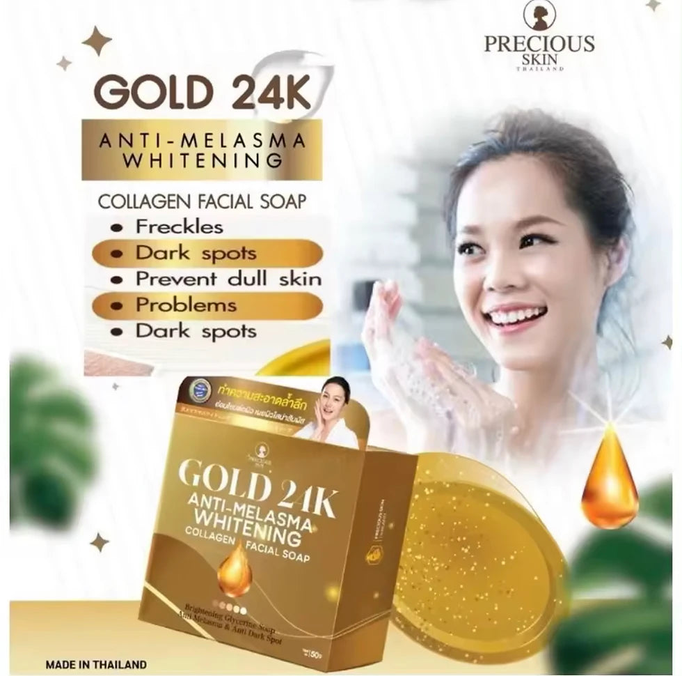 Gold 24k Anti-Melasma Whitening Collagen Facial Soap by Precious Skin Thailand 50g