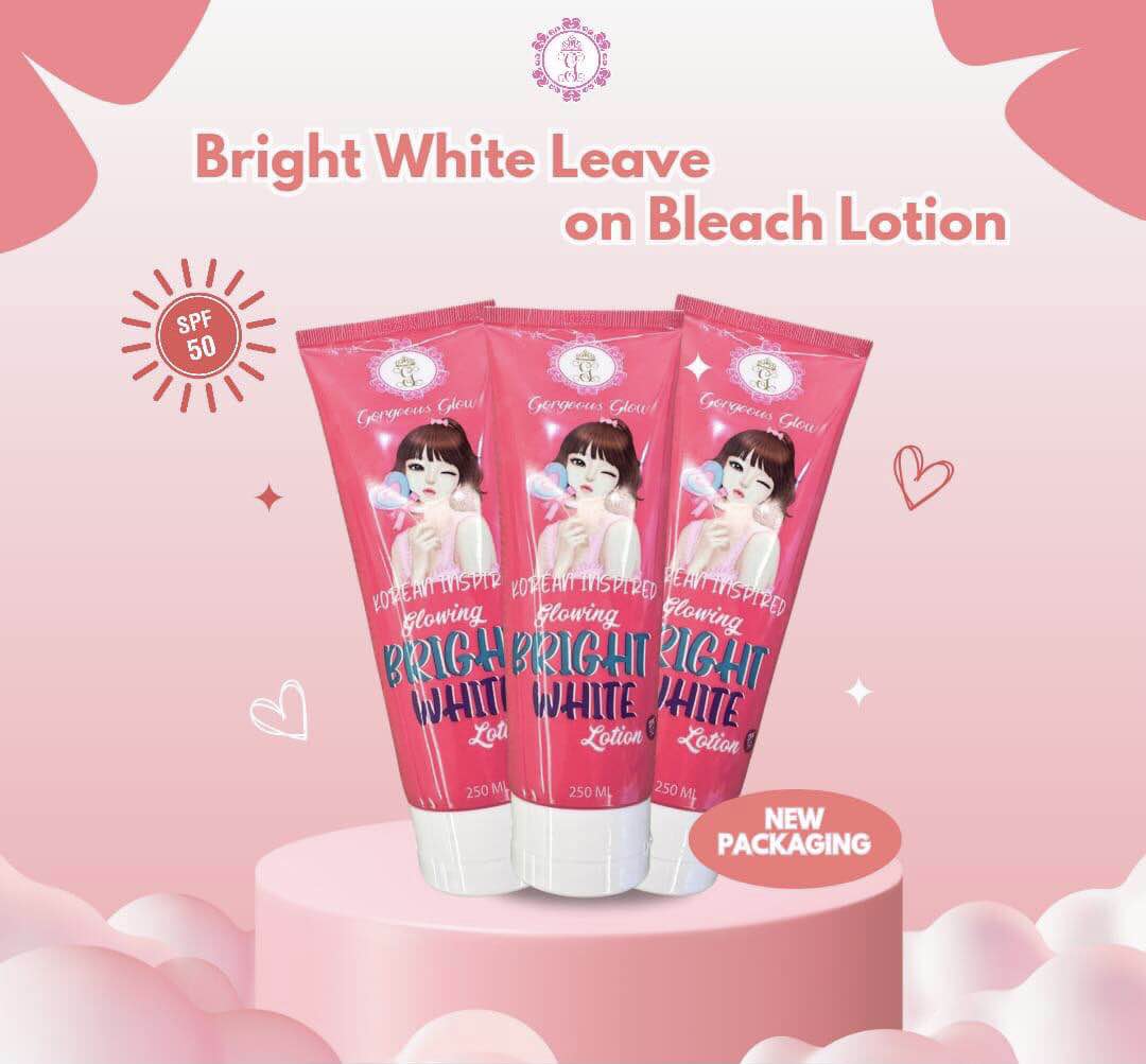 Gorgeous Glow Bright White Leave On Bleach Lotion SPF50 250mL (New Packaging)