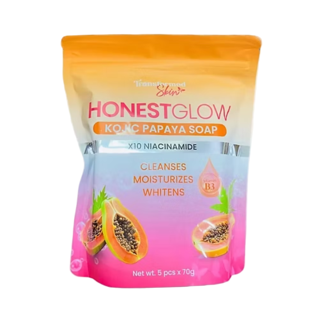 HONEST GLOW Papaya Kojic Soap by TRANSFORMED SKIN 5x70g