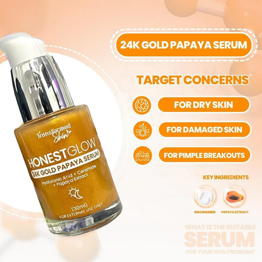 HONEST GLOW Serum (24K Gold Papaya) by TRANSFORMED SKIN 30ml